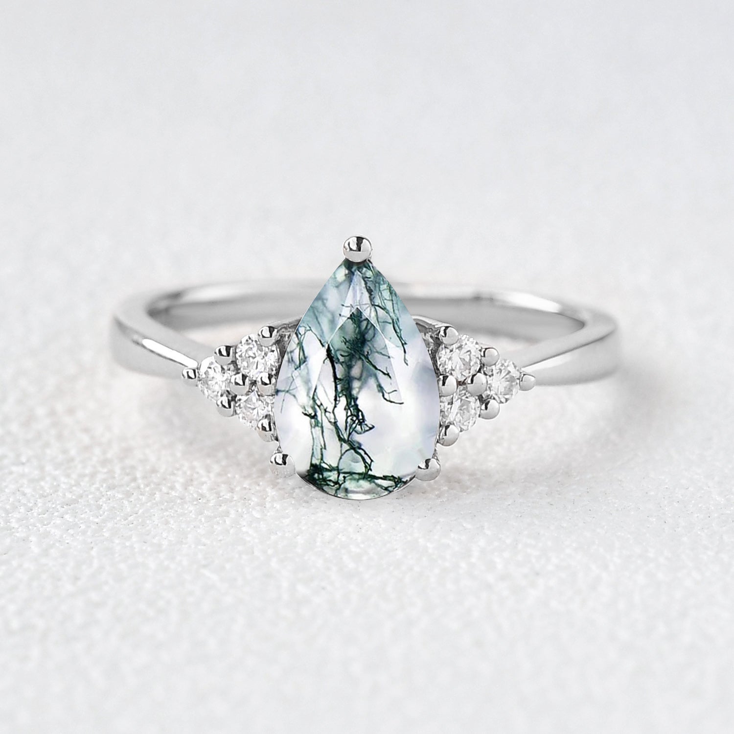 1.52 CT Pear Shaped Moissanite Cluster Engagement Ring - crownmoissanite