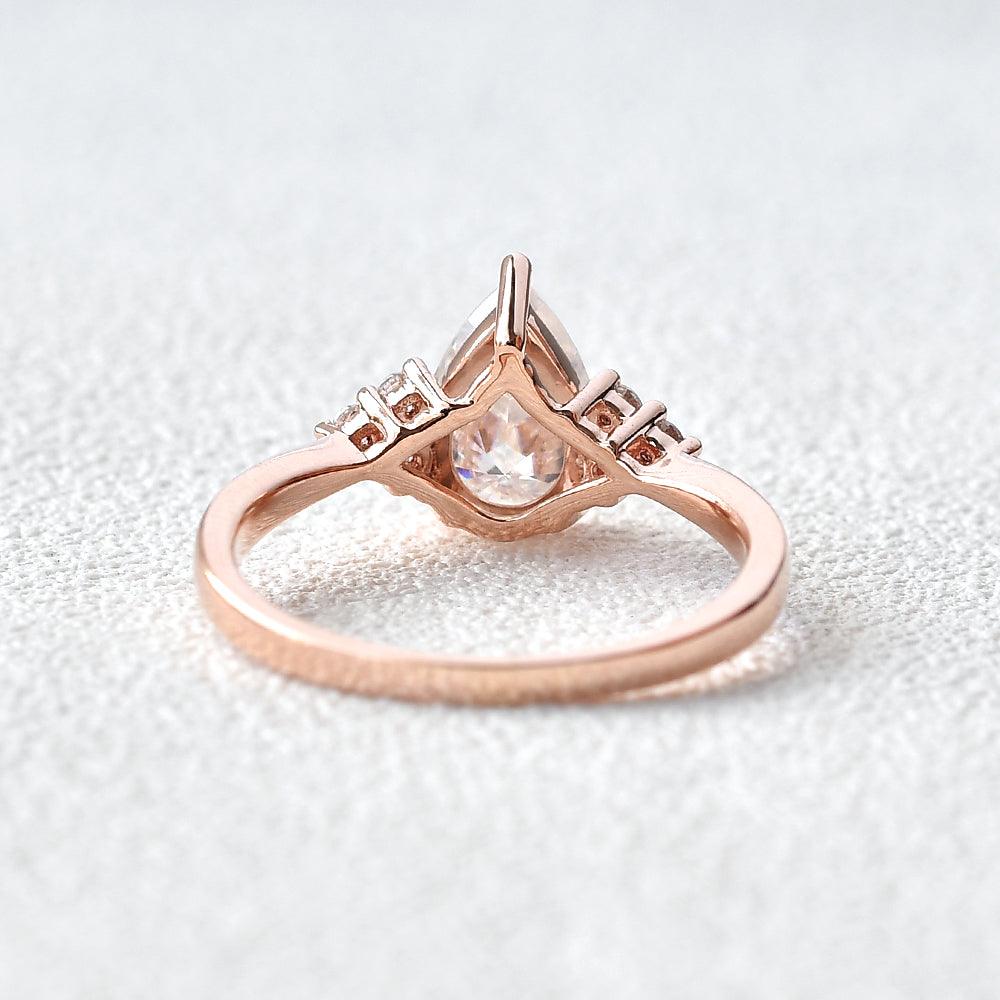 1.52 CT Pear Cut Cluster Moissanite Engagement Ring - crownmoissanite