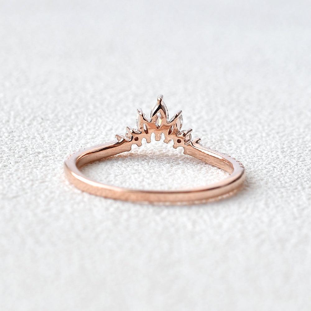 0.36 CT Marquise & Round Shaped Moissanite Curved Wedding Band - crownmoissanite