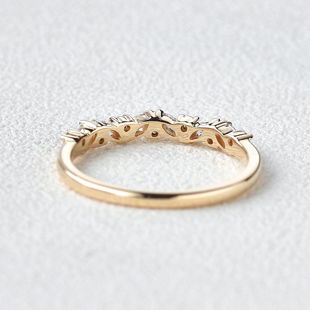 0.26 CT Marquise And Round Cluster Moissanite Wedding Band - crownmoissanite