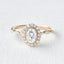 0.94 CT Oval Cut Halo & Pave Moissanite Engagement Ring - crownmoissanite