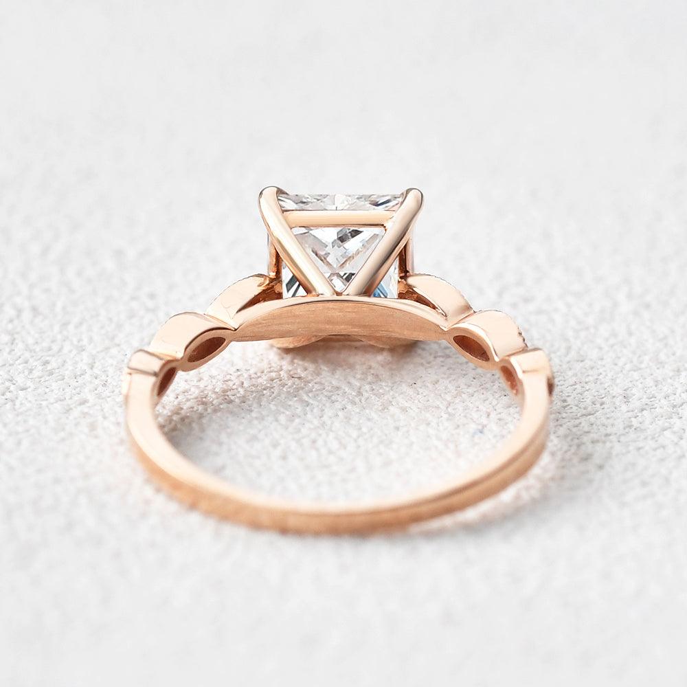 1.75 CT Princess Shaped Moissanite Solitaire Engagement Ring - crownmoissanite