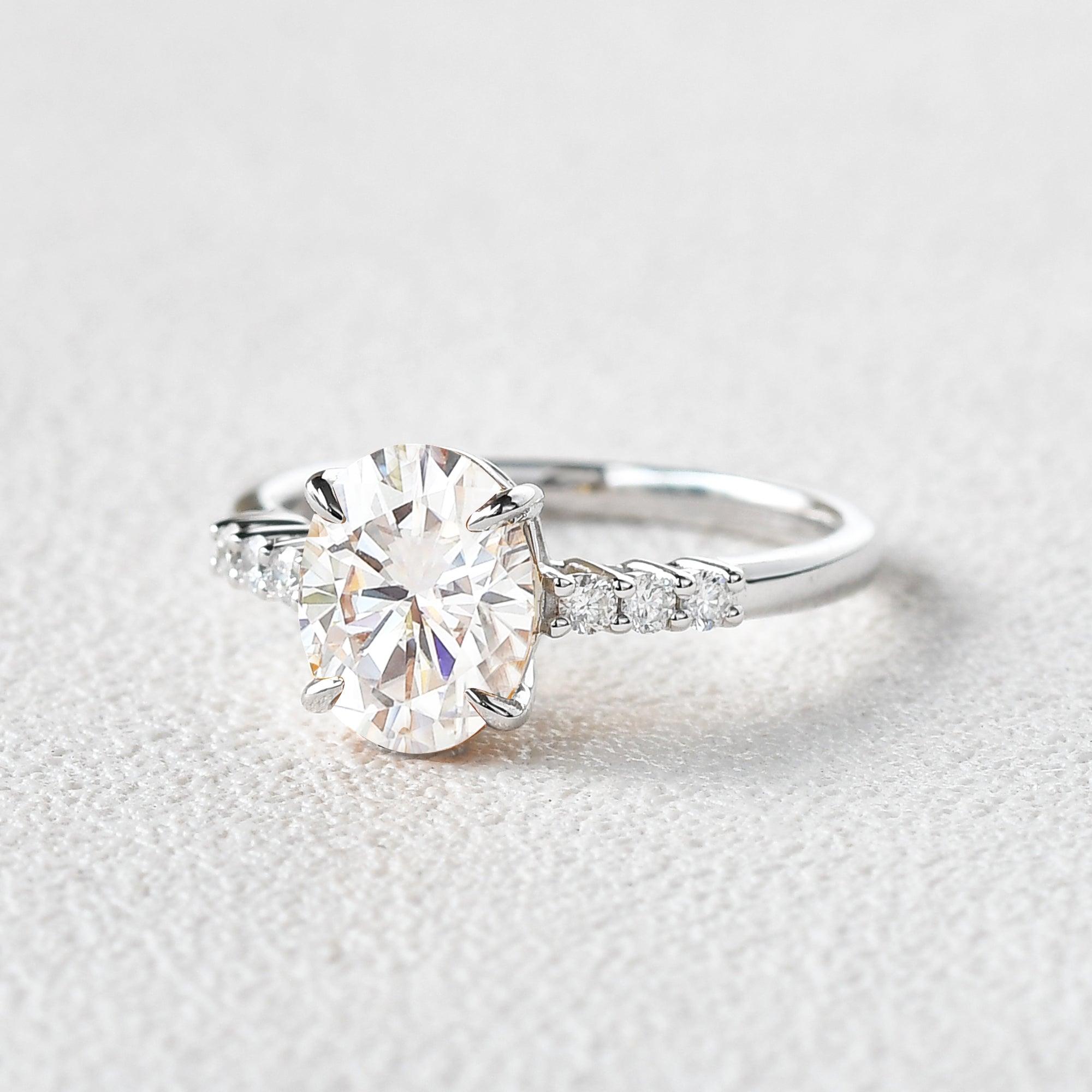 1.91 CT Oval Cut Solitaire Pave Moissanite Engagement Ring - crownmoissanite