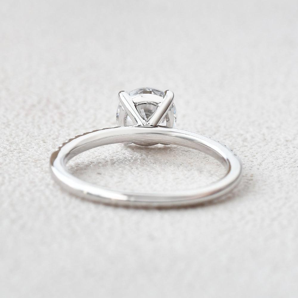 1.0 CT Round Cut Solitaire Pave Moissanite Engagement Ring - crownmoissanite