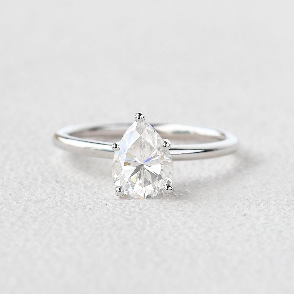 1.25 CT Pear Cut Solitaire Moissanite Engagement Ring - crownmoissanite