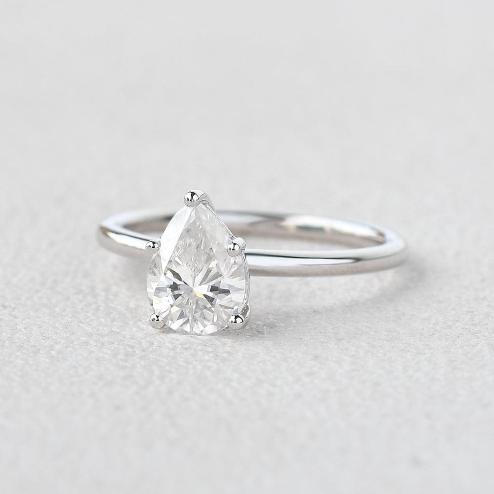 1.25 CT Pear Cut Solitaire Moissanite Engagement Ring - crownmoissanite