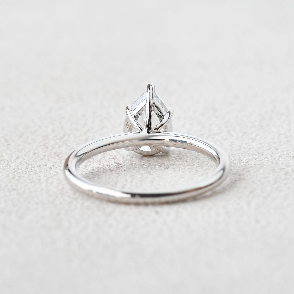 1.25 CT Pear Cut Solitaire Moissanite Engagement Ring - crownmoissanite