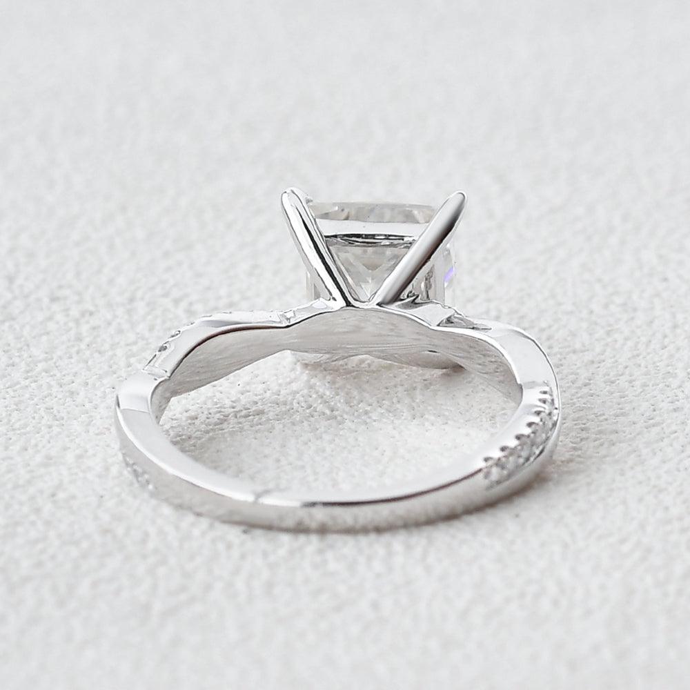 1.75 CT Princess Cut Twisted Pave Moissanite Engagement Ring - crownmoissanite