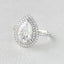 1.33 CT Pear Double Halo Pave Moissanite Engagement Ring - crownmoissanite