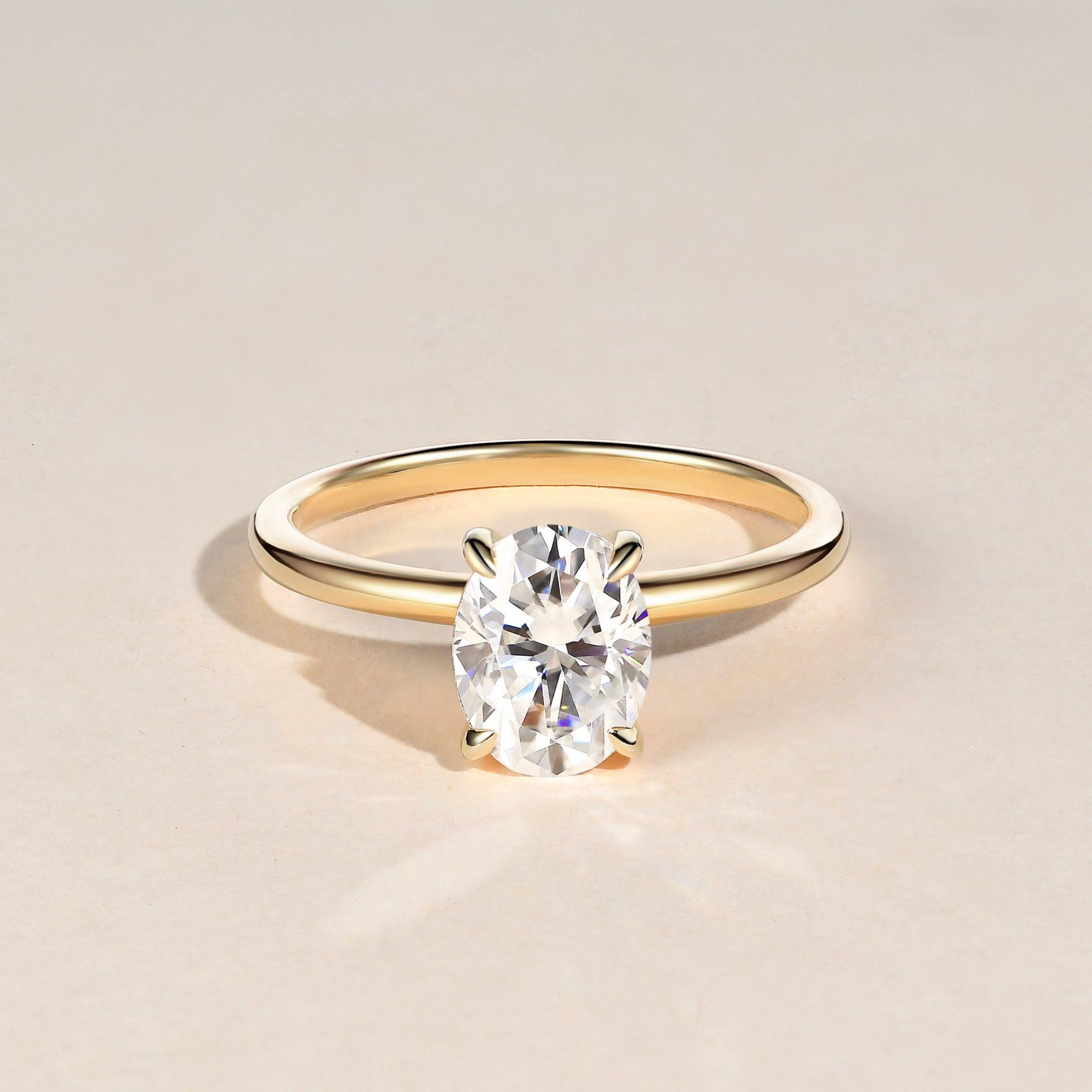 1.33 CT Oval Shaped Moissanite Solitaire Engagement Ring - crownmoissanite