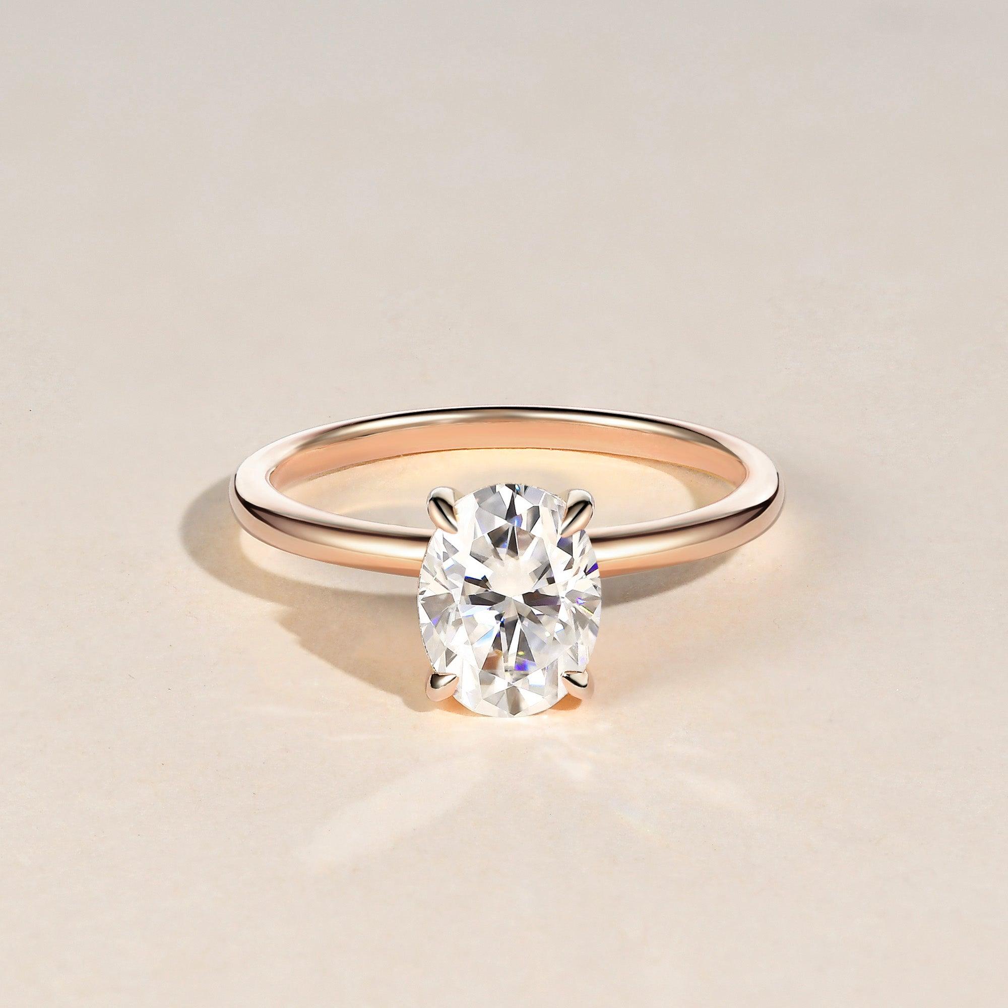 1.33 CT Oval Cut Solitaire Moissanite Engagement Ring - crownmoissanite