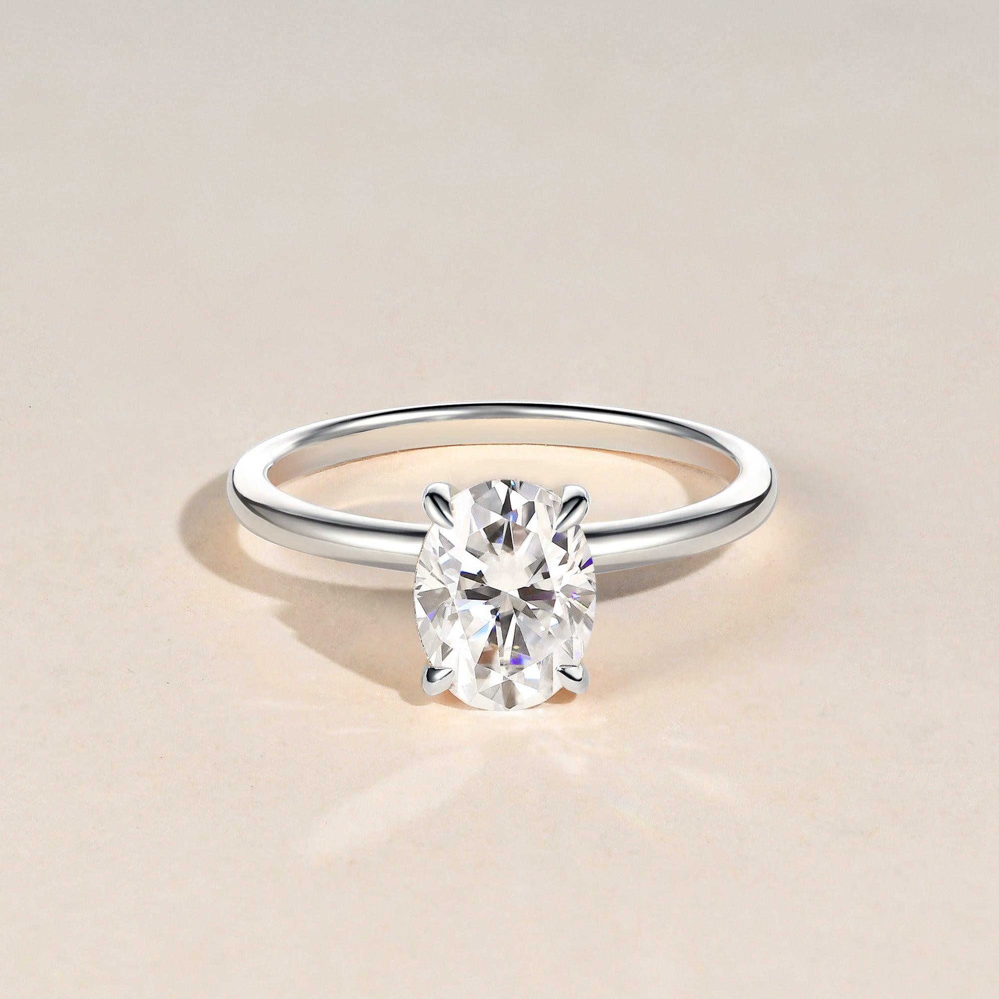 1.33 CT Oval Shaped Moissanite Solitaire Engagement Ring - crownmoissanite