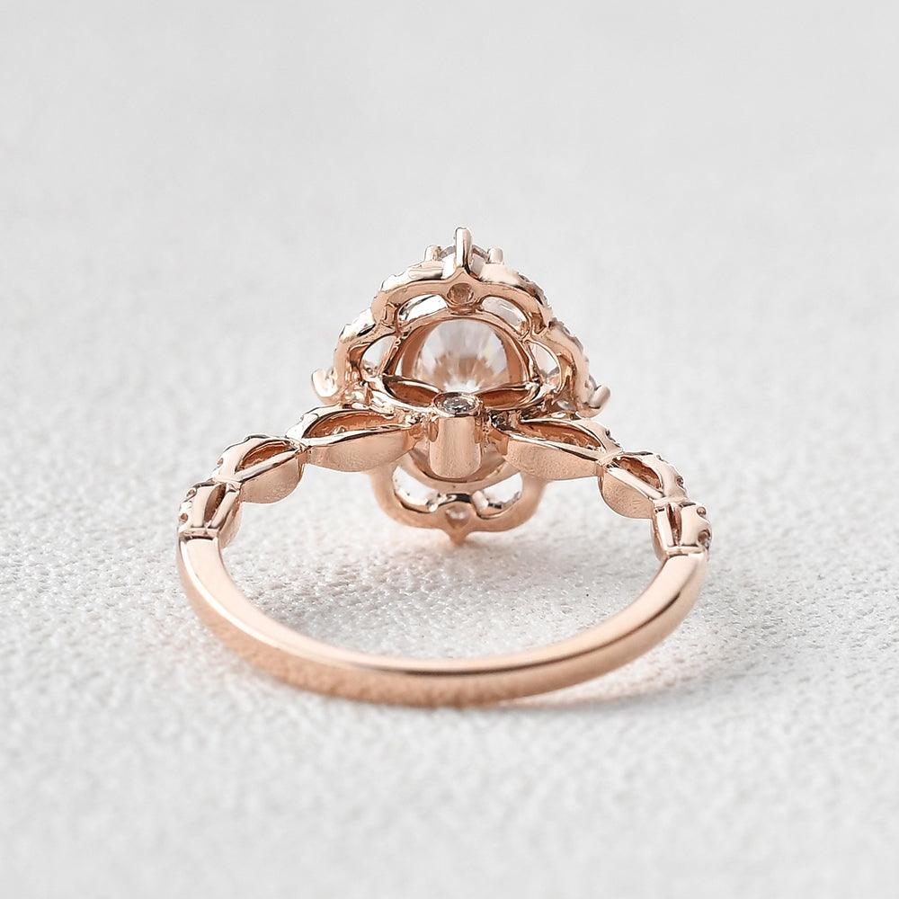 1.33 CT Oval Cut Art Deco Pave Moissanite Engagement Ring - crownmoissanite