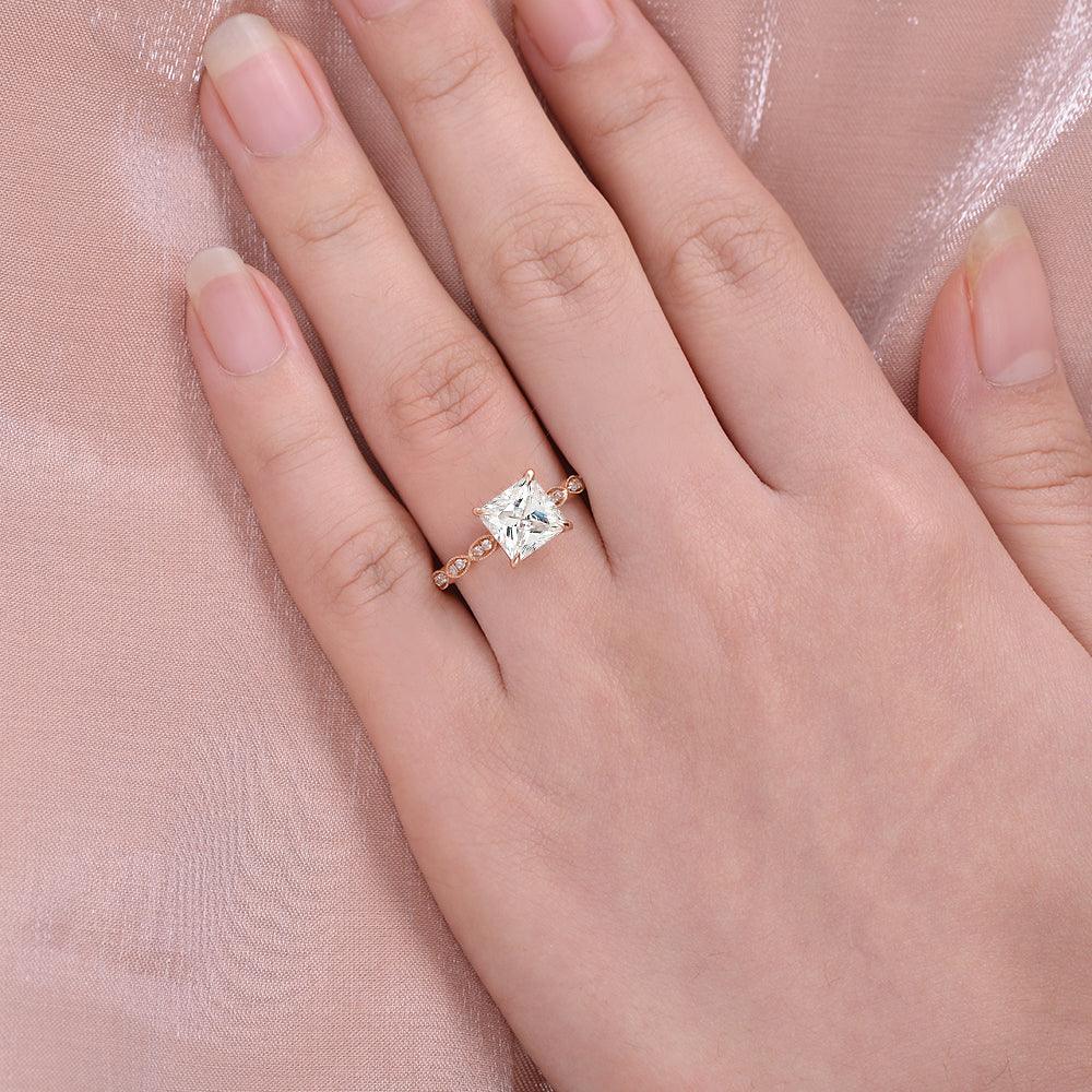 1.75 CT Princess Shaped Moissanite Solitaire Engagement Ring - crownmoissanite