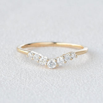 0.22 CT Round Cut Curved Moissanite Wedding Band - crownmoissanite