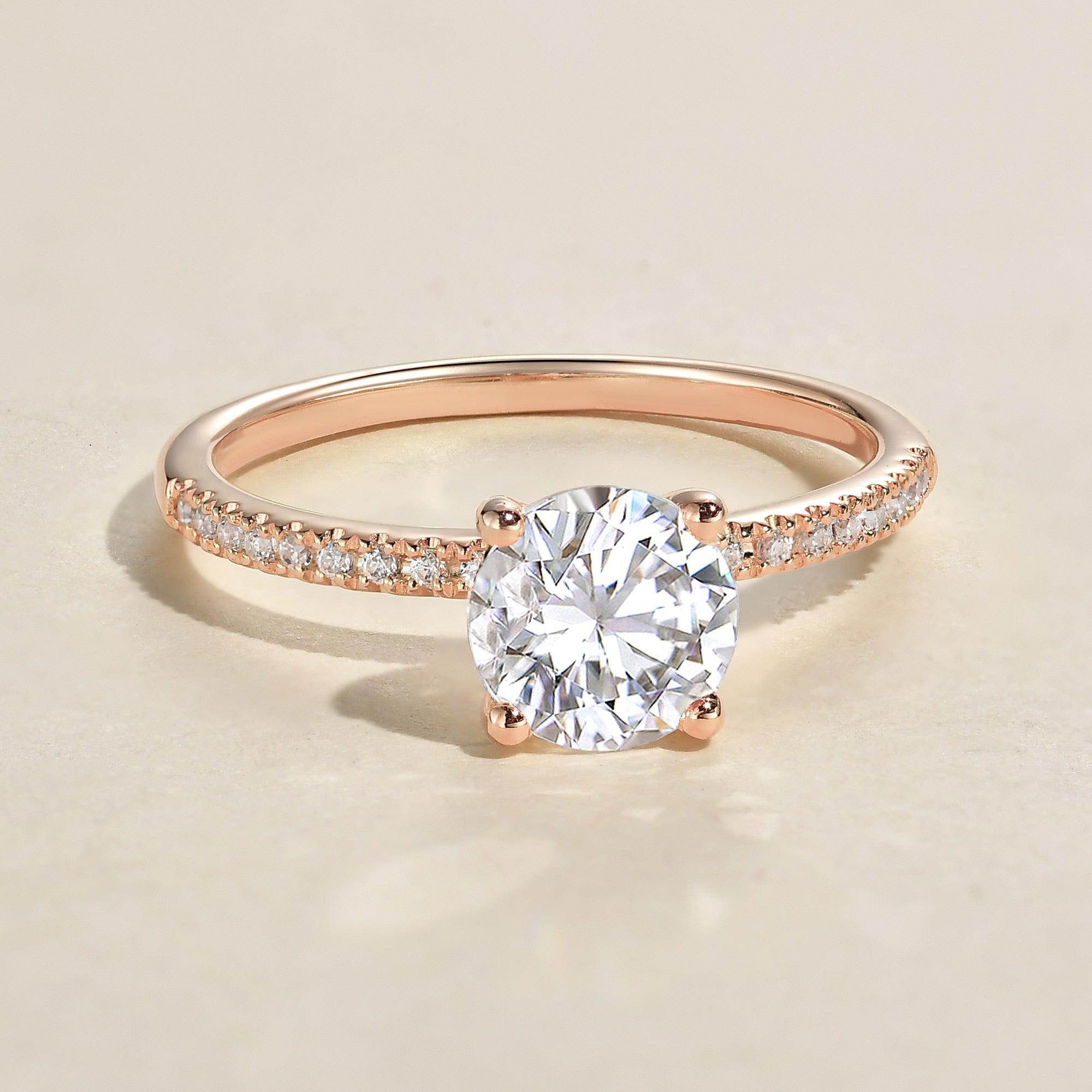 3.2 CT Round Cut Solitaire Pave Moissanite Engagement Ring - crownmoissanite