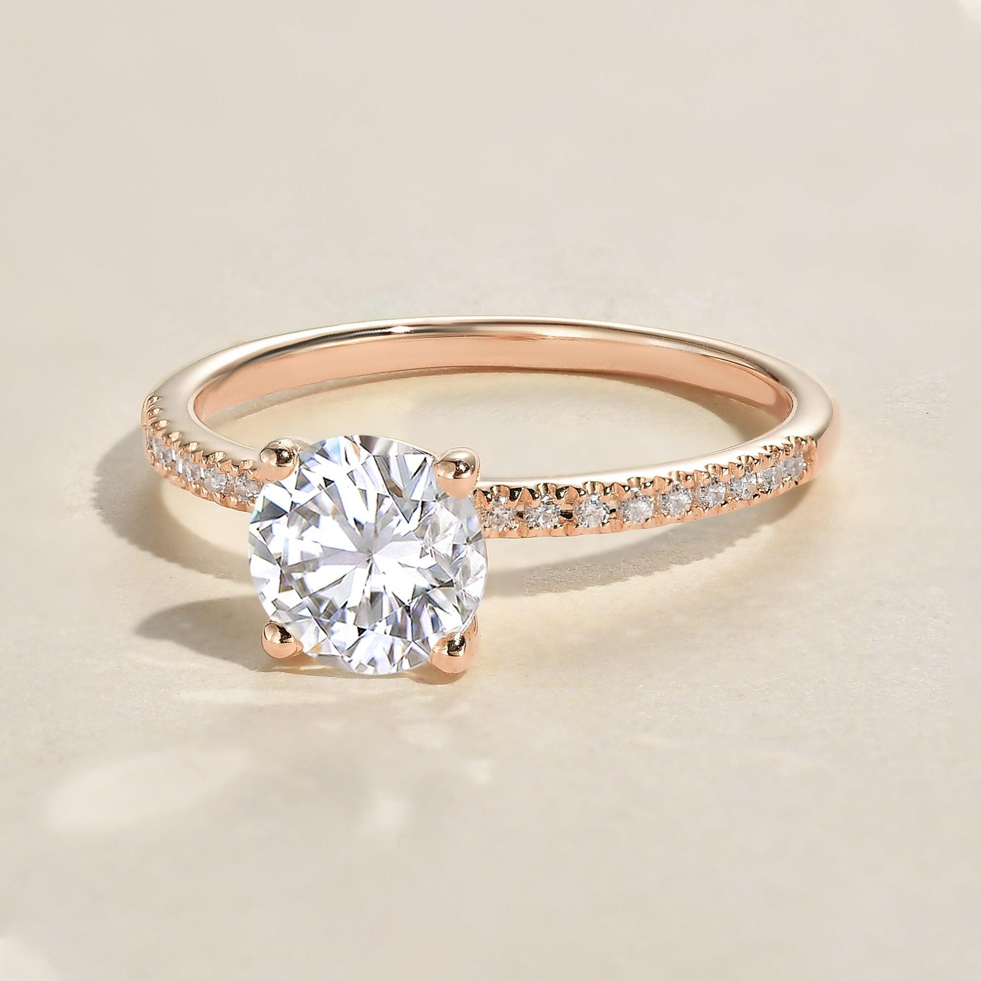 3.2 CT Round Cut Solitaire Pave Moissanite Engagement Ring - crownmoissanite