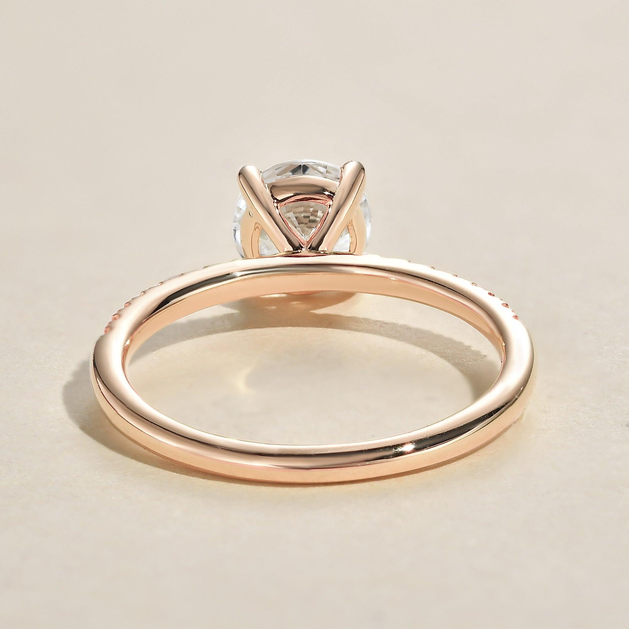 3.2 CT Round Cut Solitaire Pave Moissanite Engagement Ring - crownmoissanite