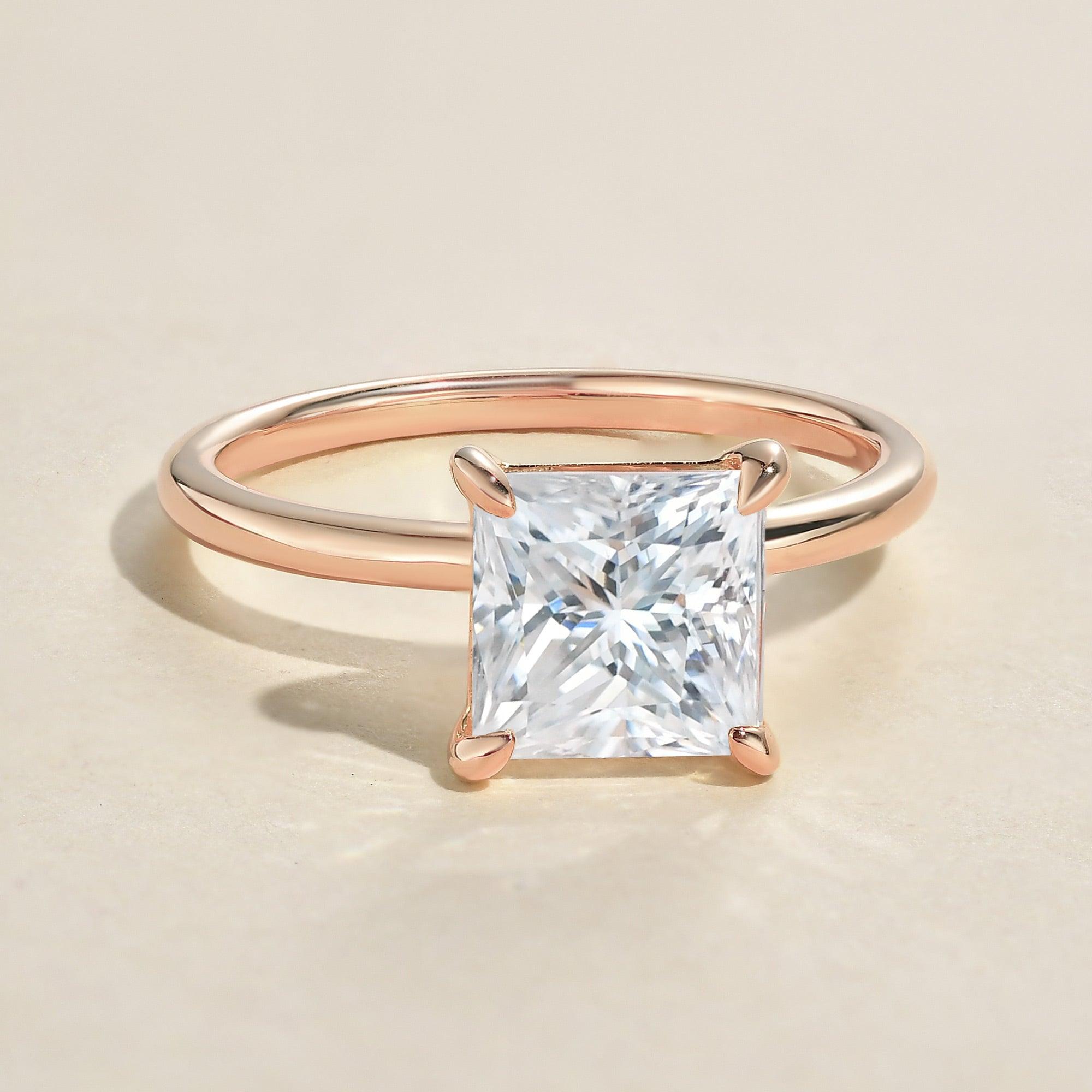 1.18 CT Princess Cut Solitaire Moissanite Engagement Ring - crownmoissanite