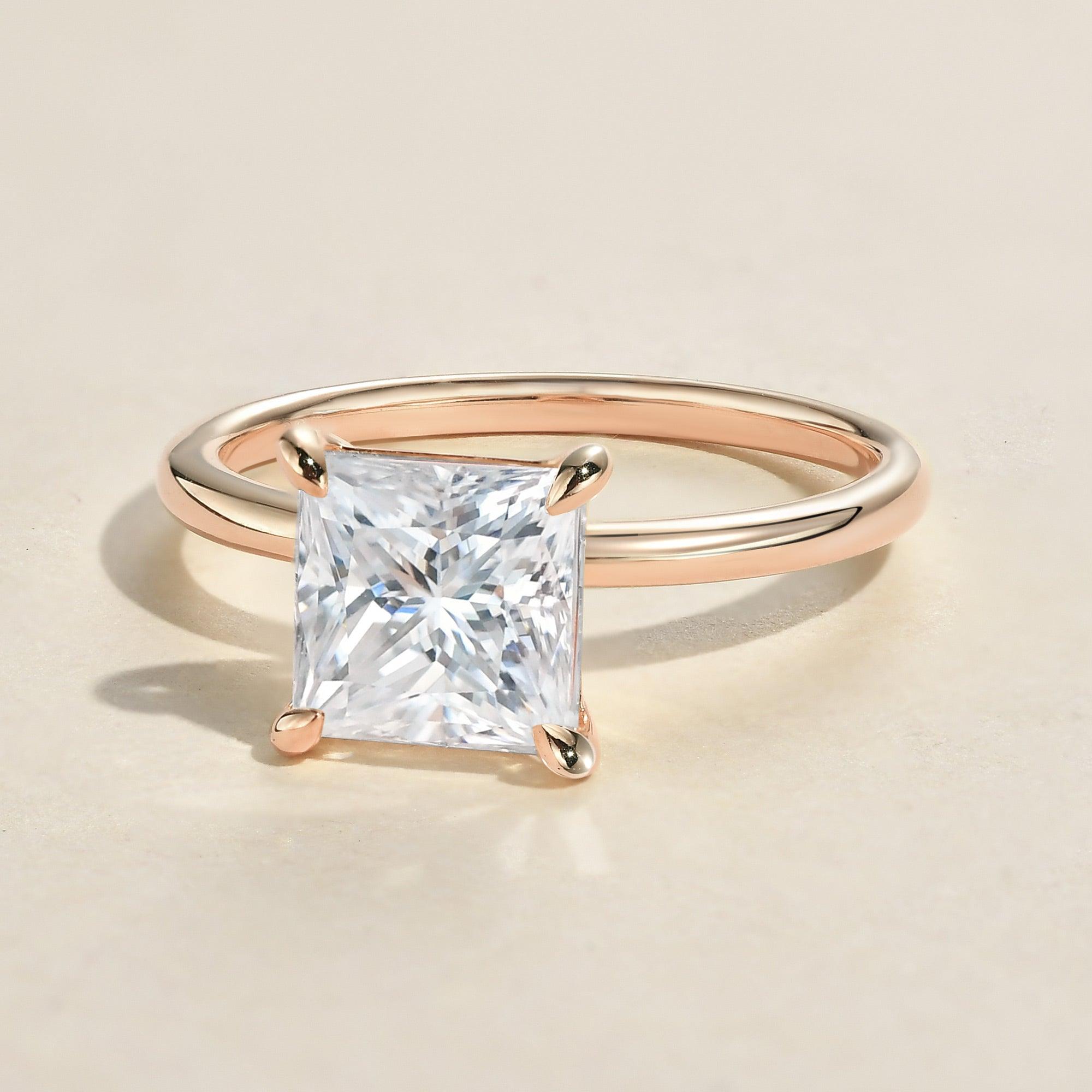 1.18 CT Princess Cut Solitaire Moissanite Engagement Ring - crownmoissanite