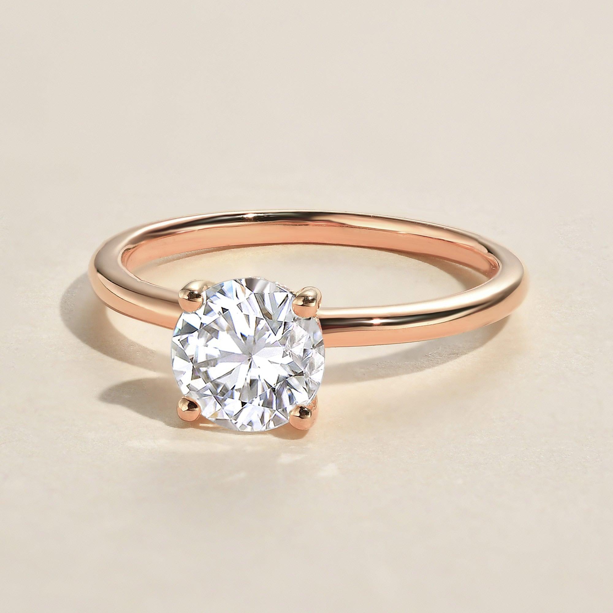 1.0 CT Round Cut Hidden Halo Moissanite Engagement Ring - crownmoissanite