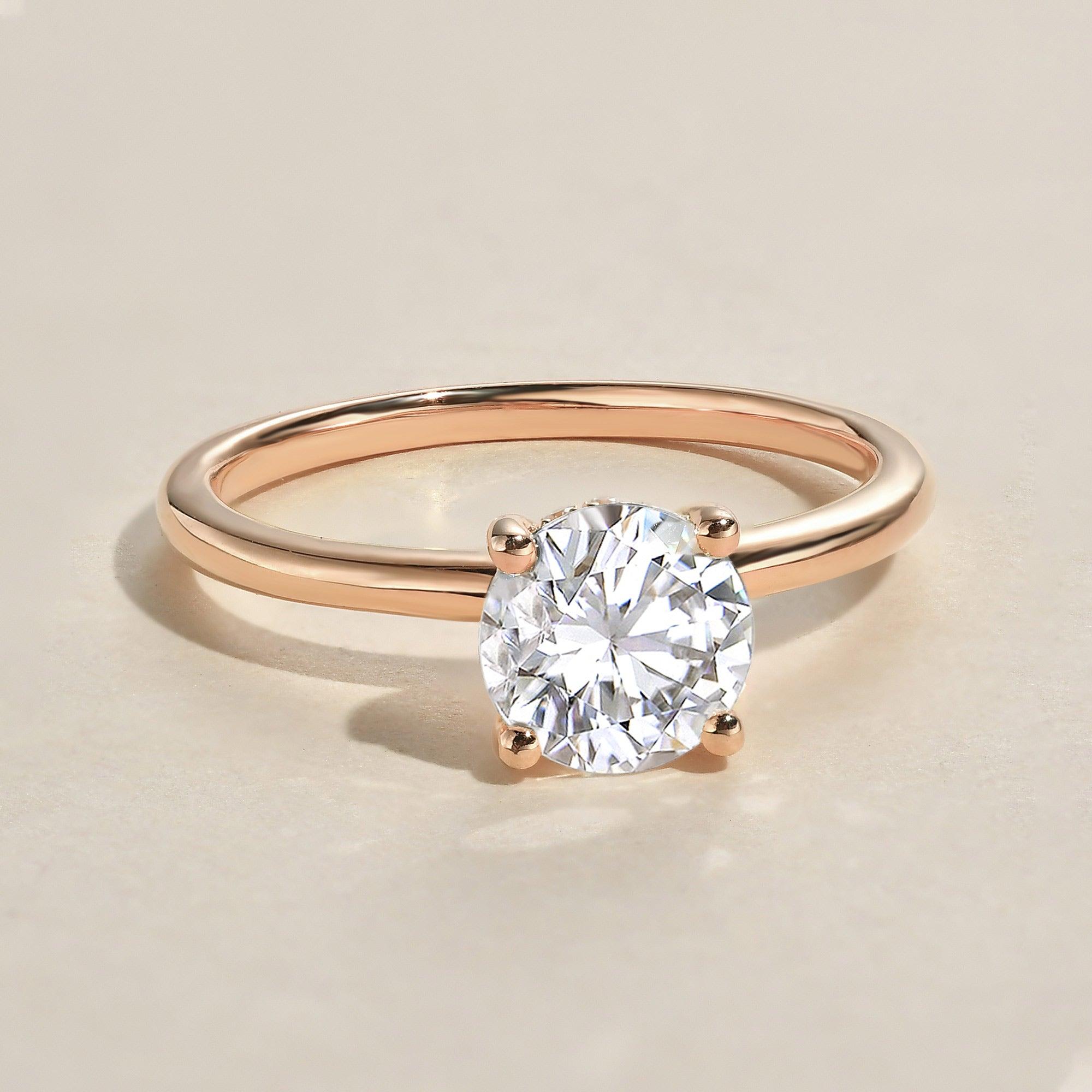 1.0 CT Round Cut Hidden Halo Moissanite Engagement Ring - crownmoissanite