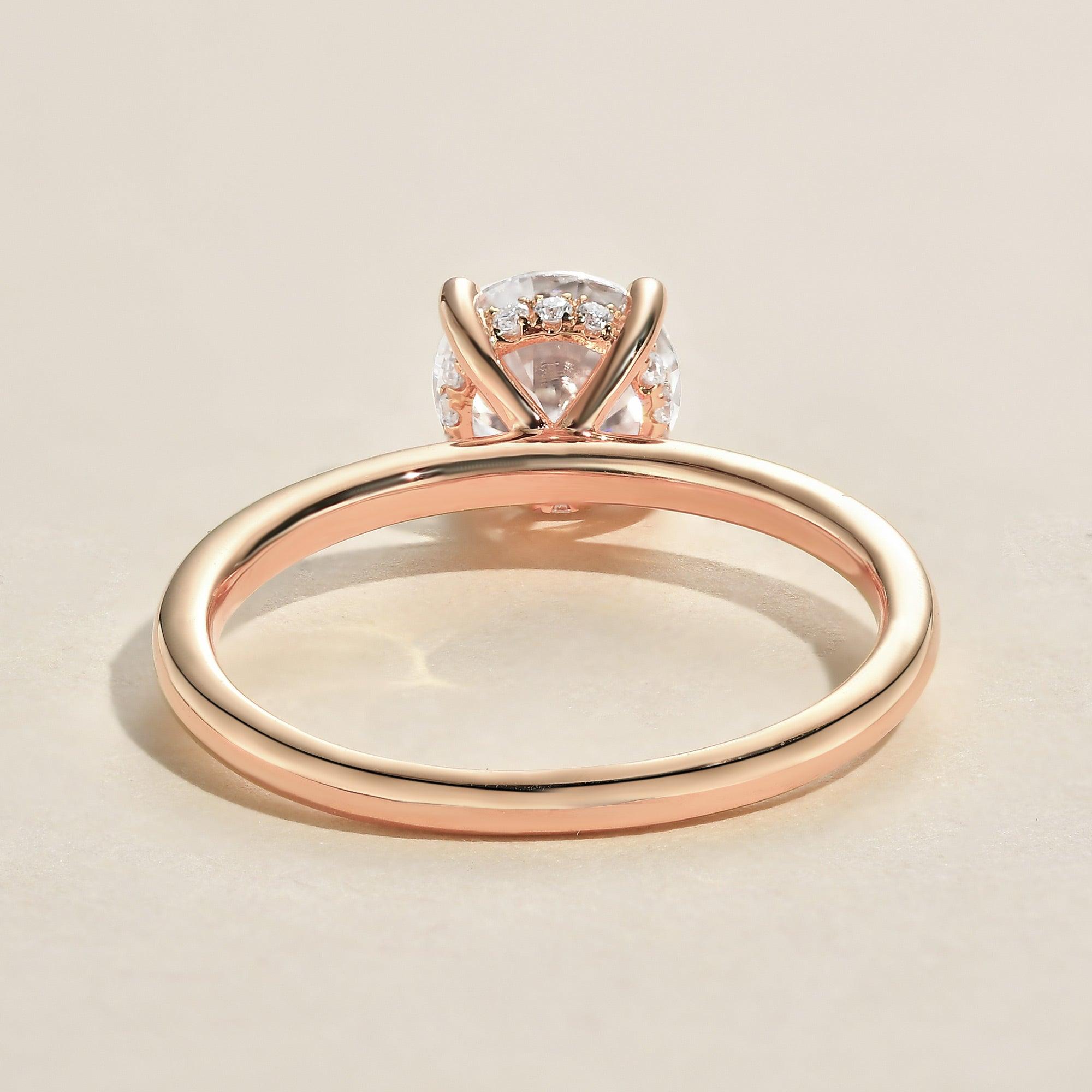 1.0 CT Round Cut Hidden Halo Moissanite Engagement Ring - crownmoissanite