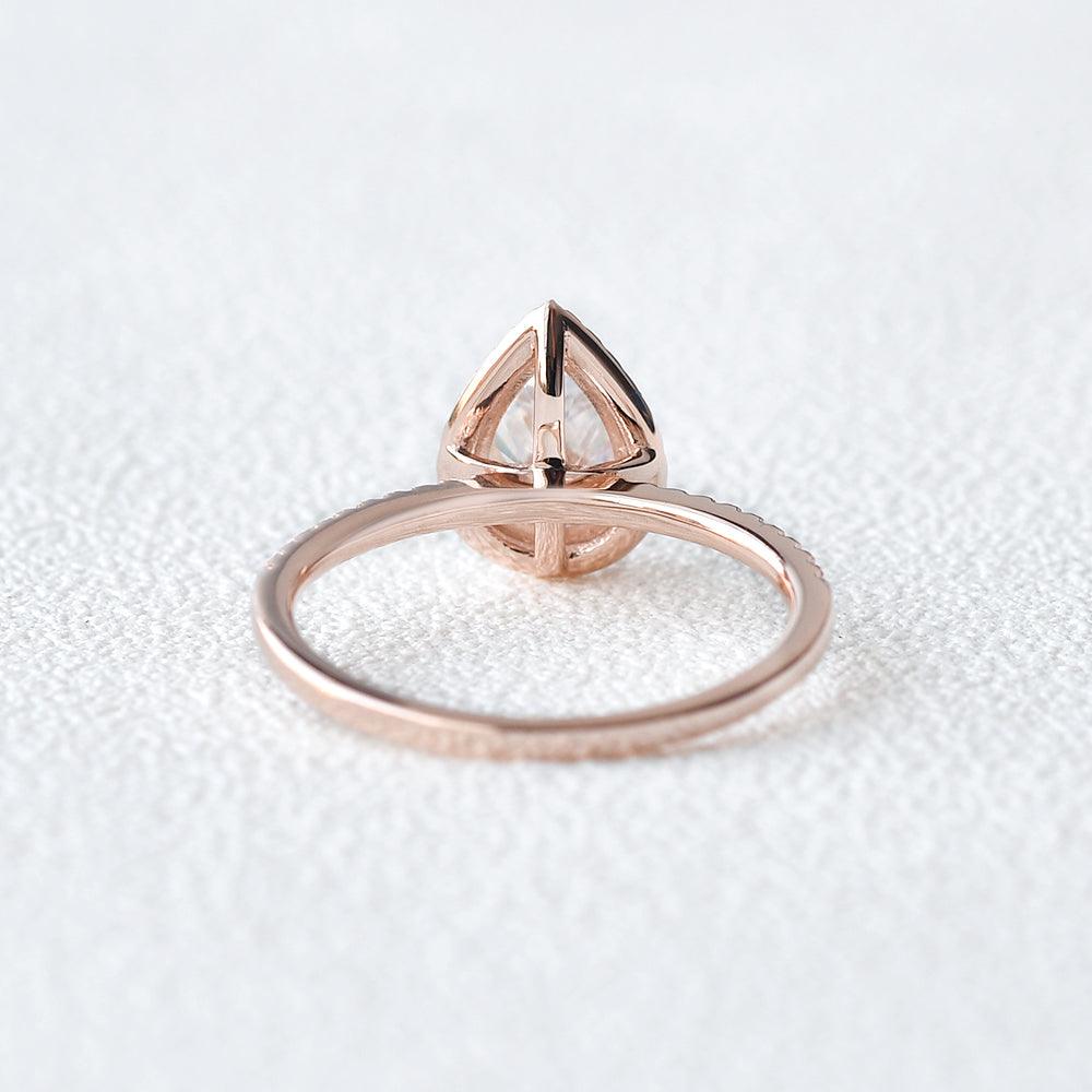 1.25 CT Pear Cut Halo Pave Moissanite Engagement Ring - crownmoissanite