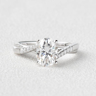 1.91 CT Oval Cut Solitaire Pave Moissanite Engagement Ring - crownmoissanite