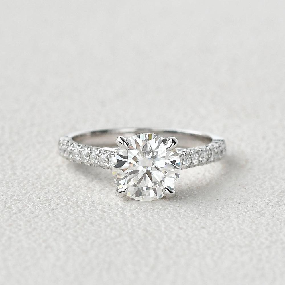 3.2 CT Round Cut Solitaire Pave Moissanite Engagement Ring - crownmoissanite