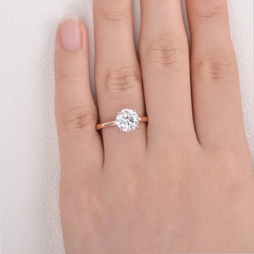 1.0 CT Round Cut Hidden Halo Moissanite Engagement Ring - crownmoissanite