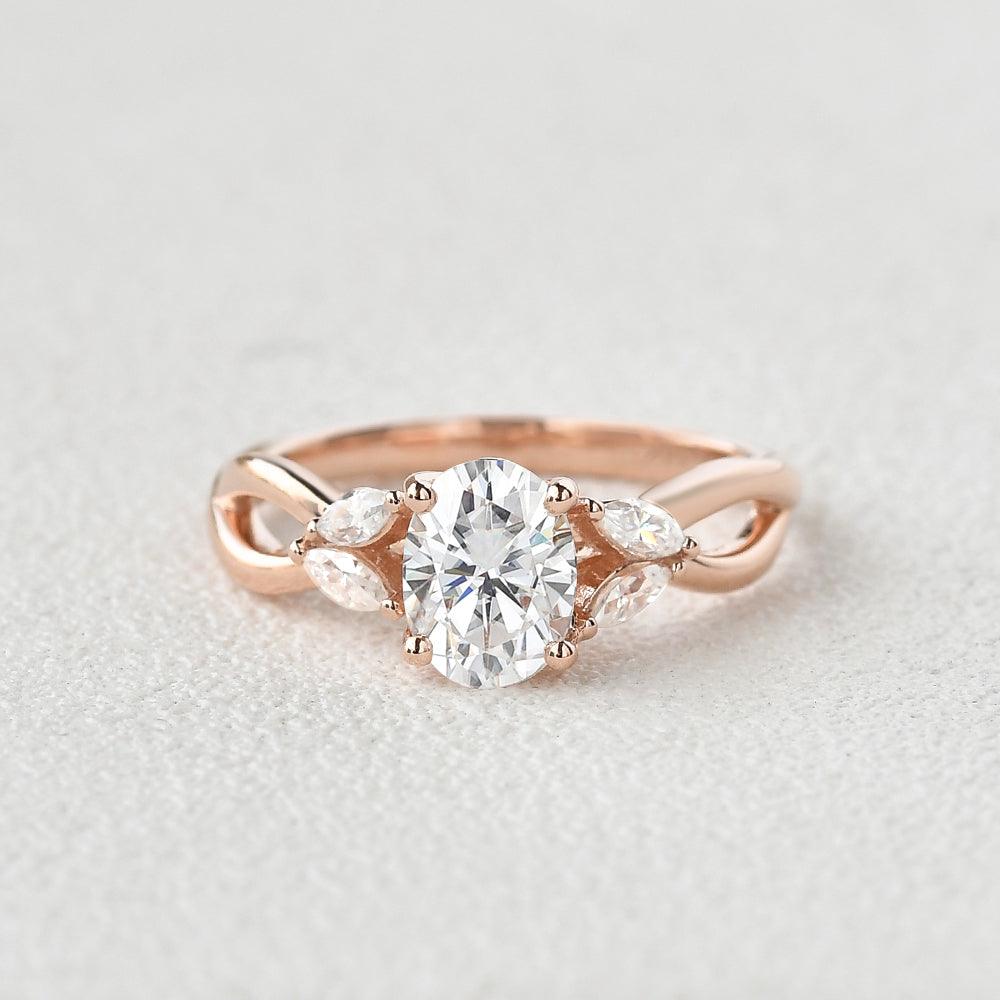 1.33 CT Oval Shaped Moissanite Art Deco Engagement Ring - crownmoissanite