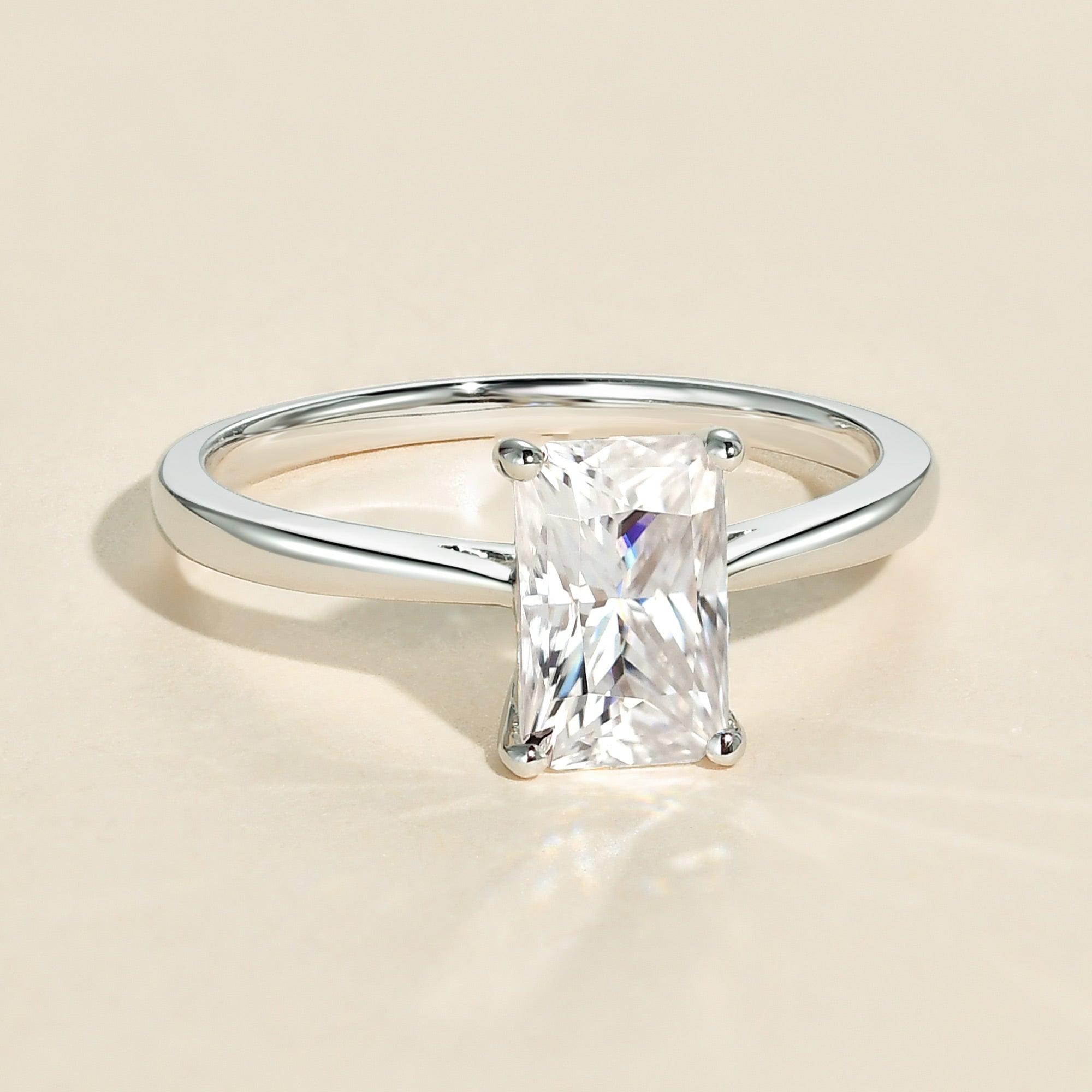 1.67 CT Radiant Cut Solitaire Moissanite Engagement Ring - crownmoissanite