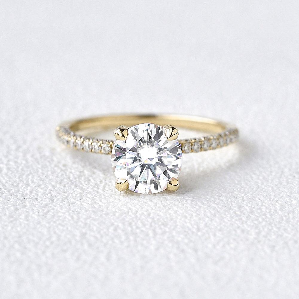 3.2 CT Round Cut Solitaire Pave Moissanite Engagement Ring - crownmoissanite