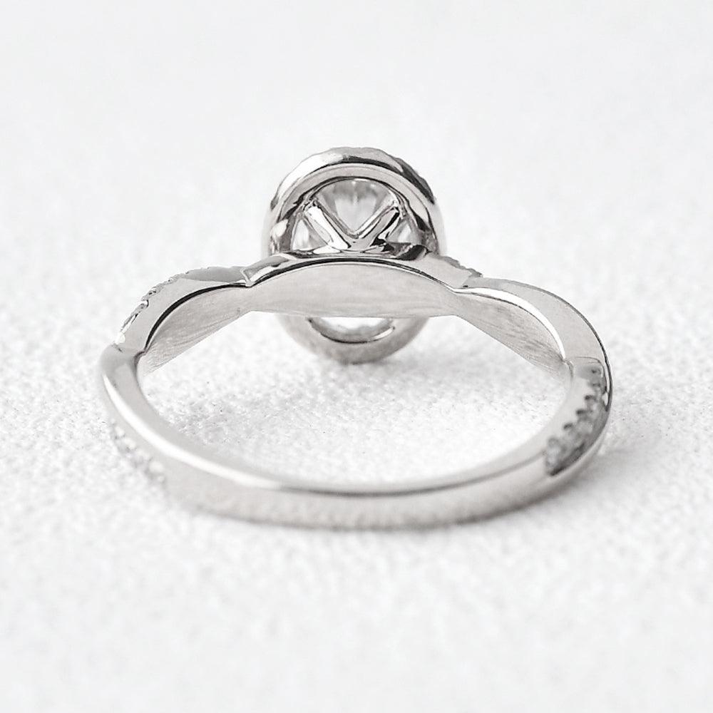 1.33 CT Oval Cut Halo Twisted Pave Moissanite Engagement Ring - crownmoissanite