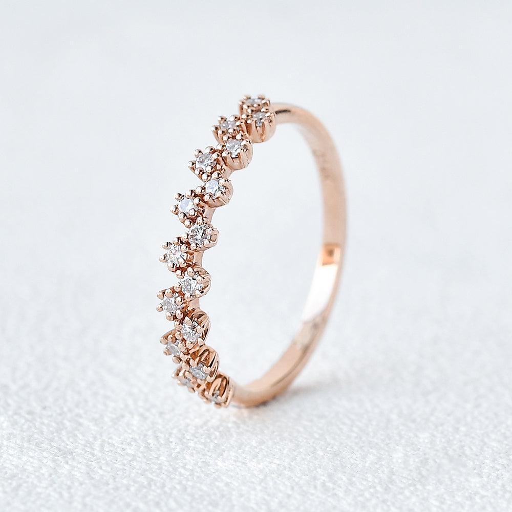 0.2 CT Round Cut Cluster Moissanite Wedding Band - crownmoissanite