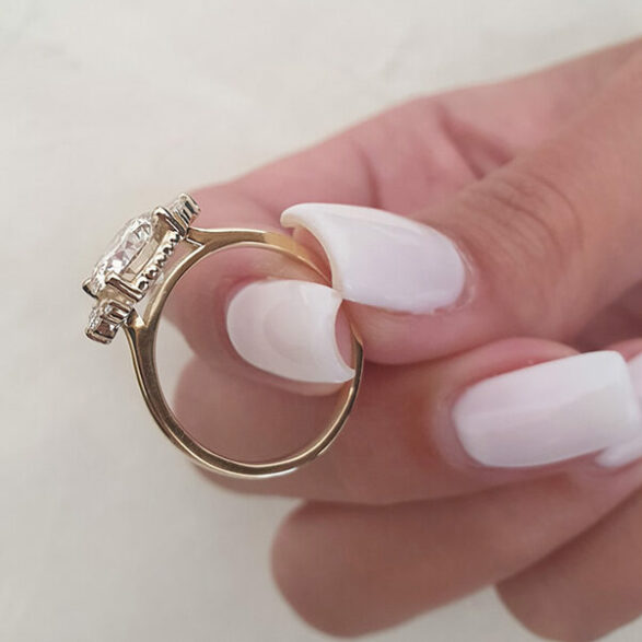 2.0 CT Round Shaped Moissanite Cluster Engagement Ring - crownmoissanite