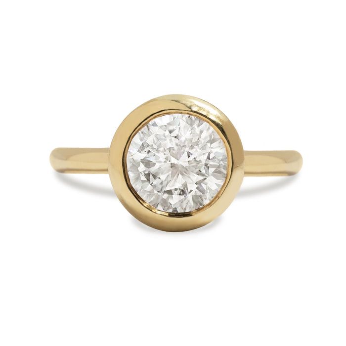 2.0 CT Round Bezel Style Moissanite Engagement Ring