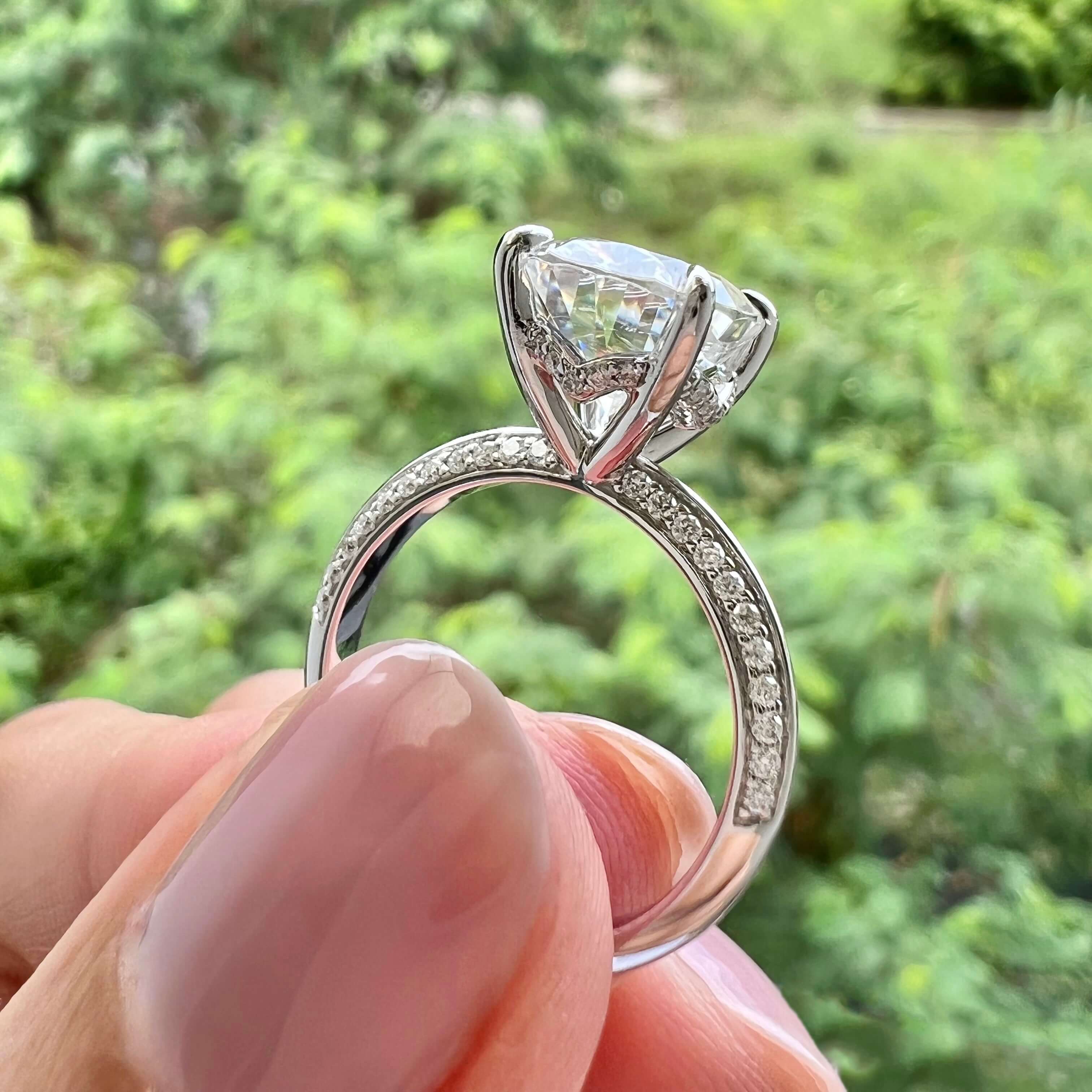 5.18 CT Oval Cut Hidden Halo Moissanite Engagement Ring - crownmoissanite