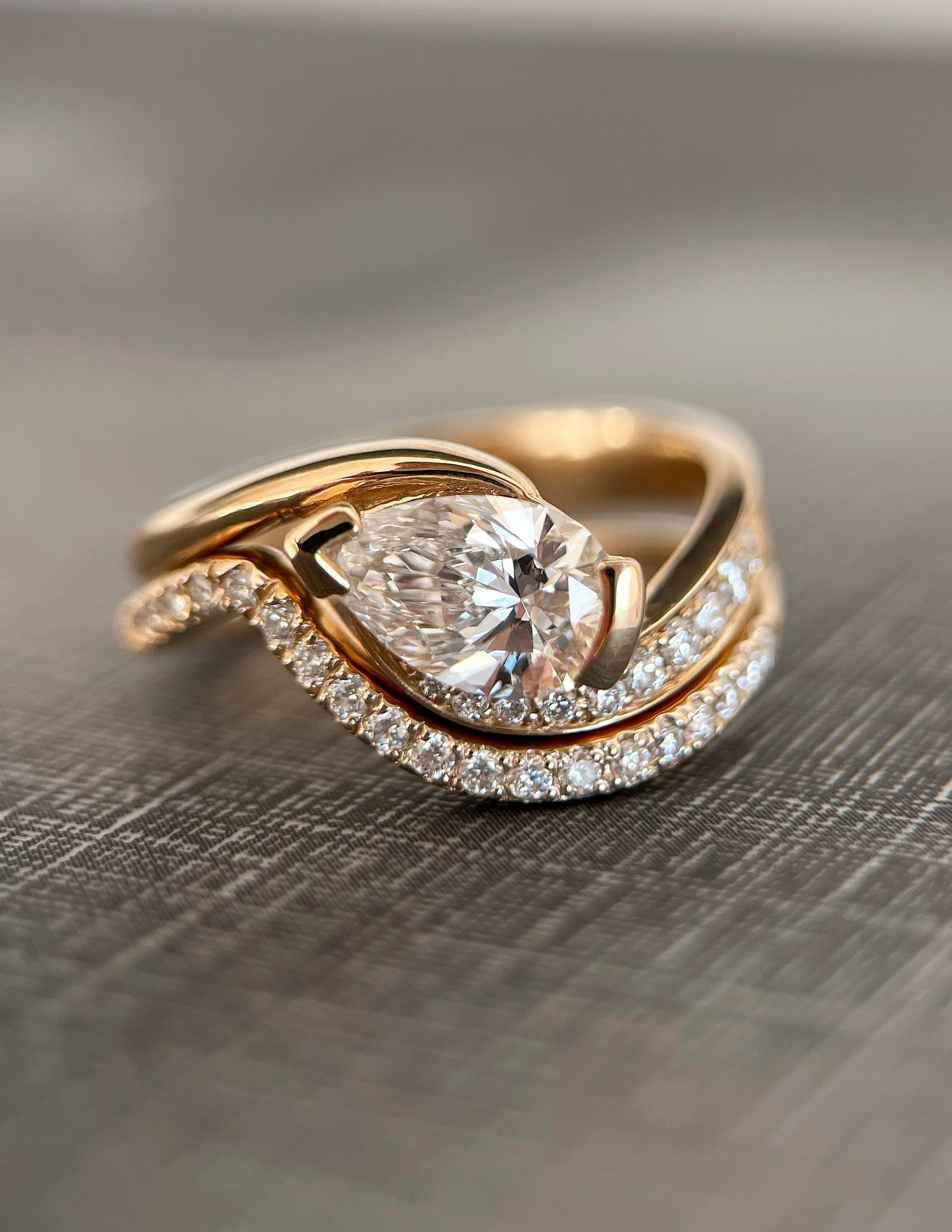 1.0- 2.0 CT Pear Cut Moissanite Pave Style Bridal Set