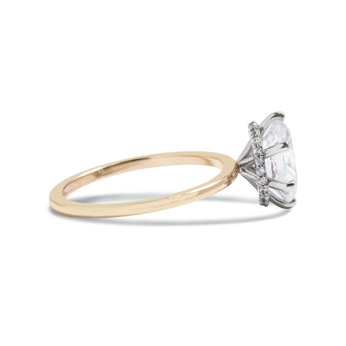 1.0 CT Oval Hidden Halo Style Moissanite Engagement Ring