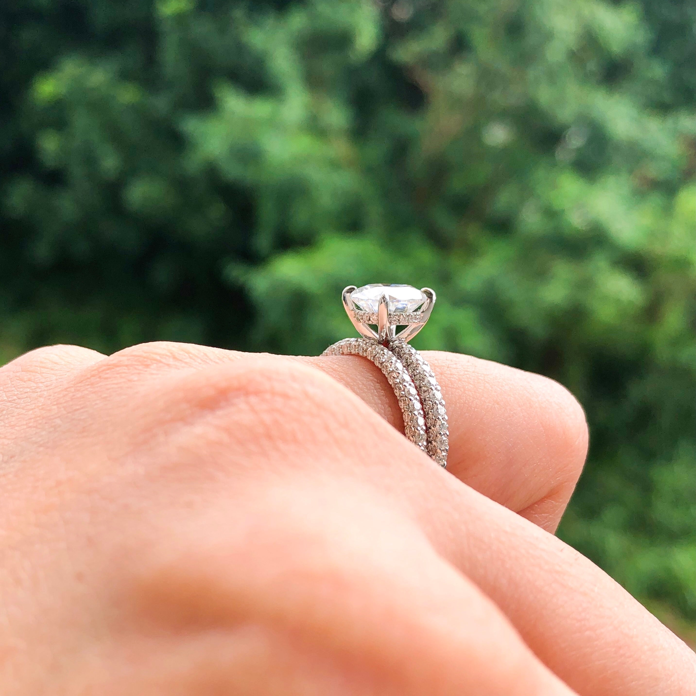 1.85 CT Round Cut Hidden Halo Pave Moissanite Engagement Ring - crownmoissanite