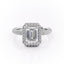 1.91 CT Emerald Cut Halo Triple Pave Setting Moissanite Engagement Ring - crownmoissanite