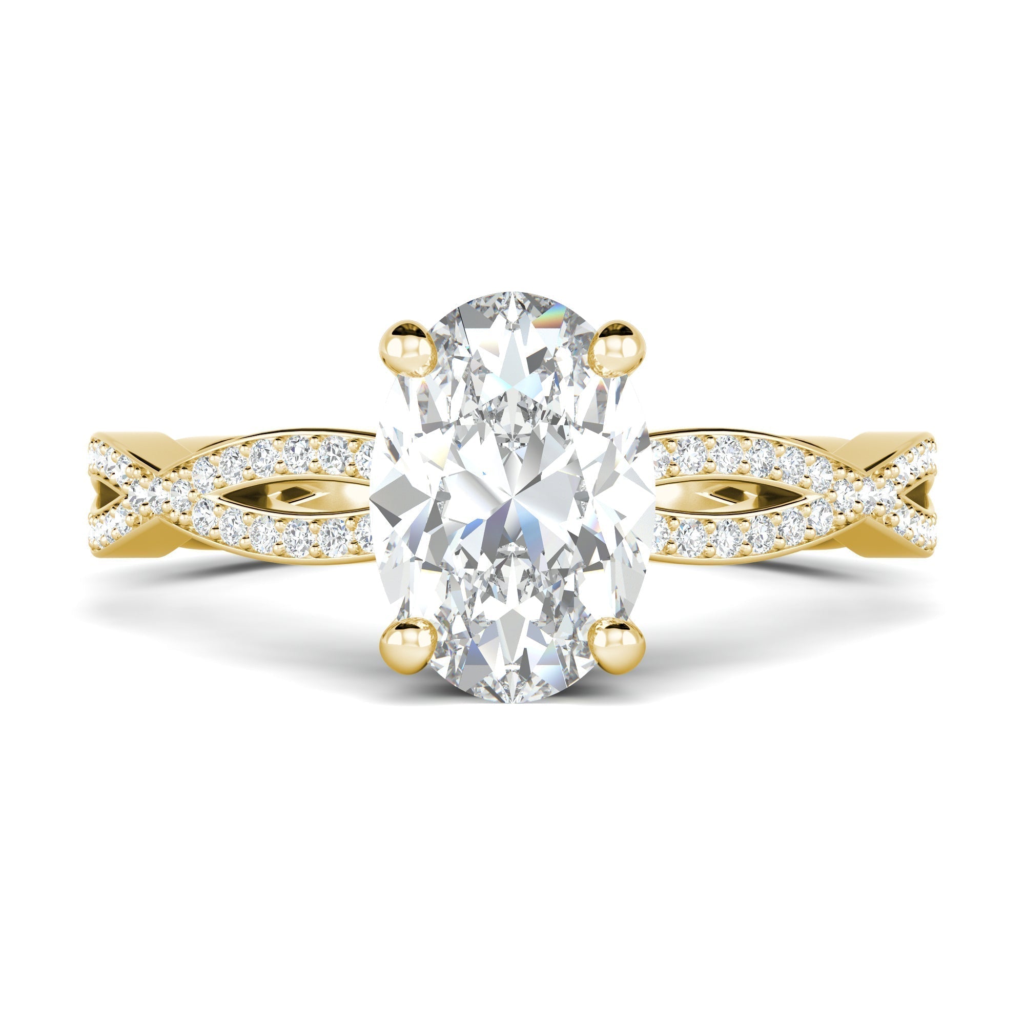 1.33 CT Oval Cut Twisted Pave Moissanite Engagement Ring - crownmoissanite