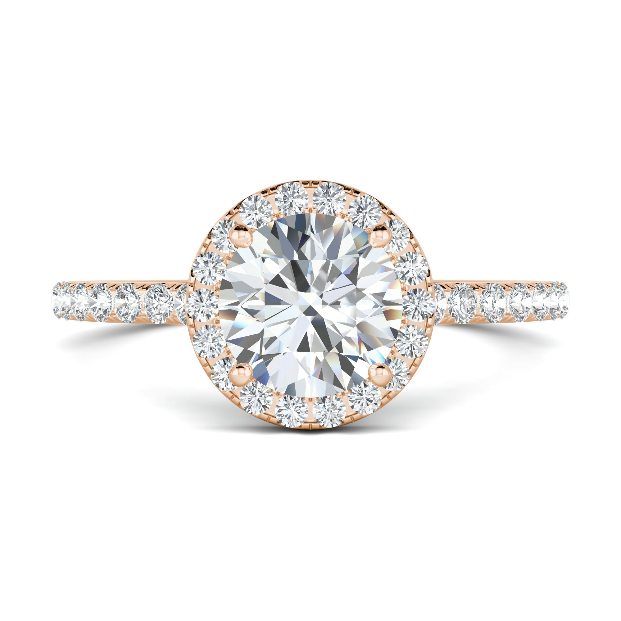 1.0 CT Round Cut Halo Moissanite Engagement Ring - crownmoissanite