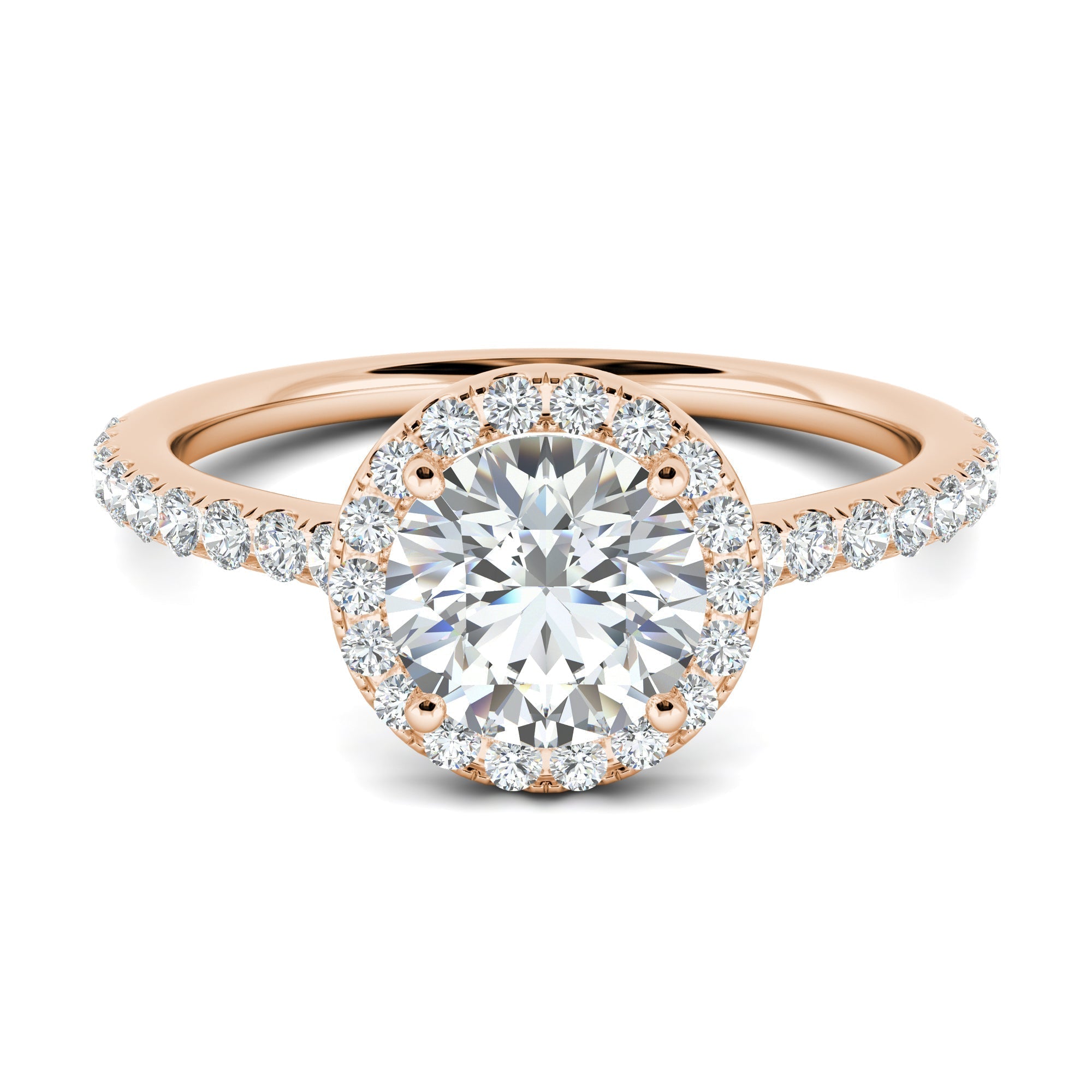 1.0 CT Round Cut Halo Moissanite Engagement Ring - crownmoissanite