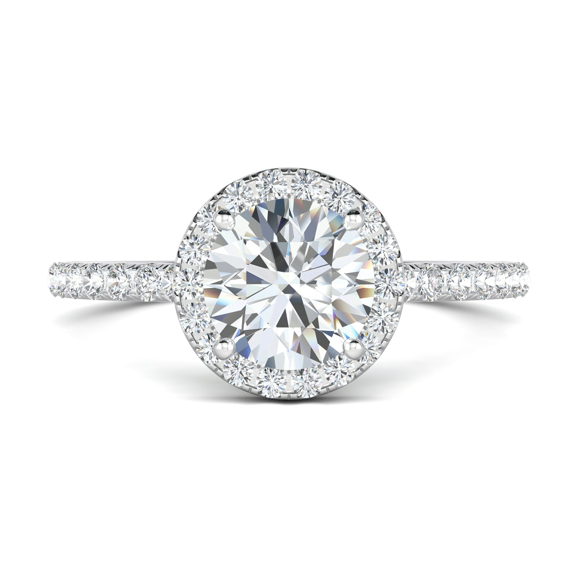 1.0 CT Round Shaped Moissanite Halo Engagement Ring - crownmoissanite
