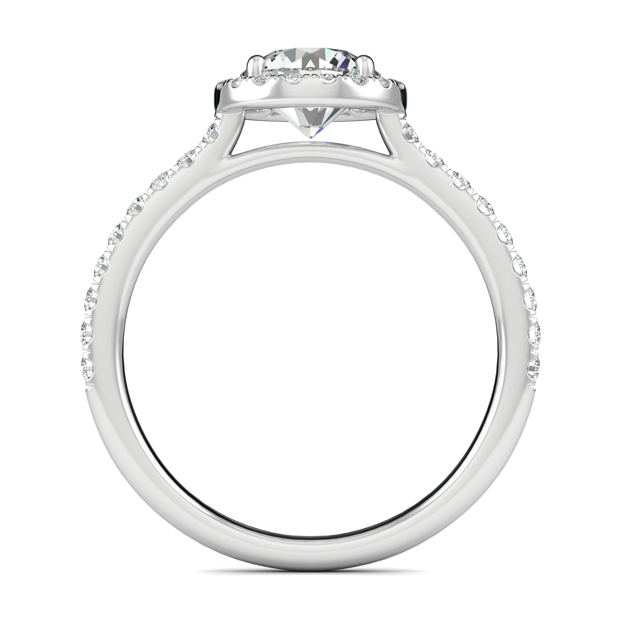 1.0 CT Round Cut Halo Moissanite Engagement Ring - crownmoissanite