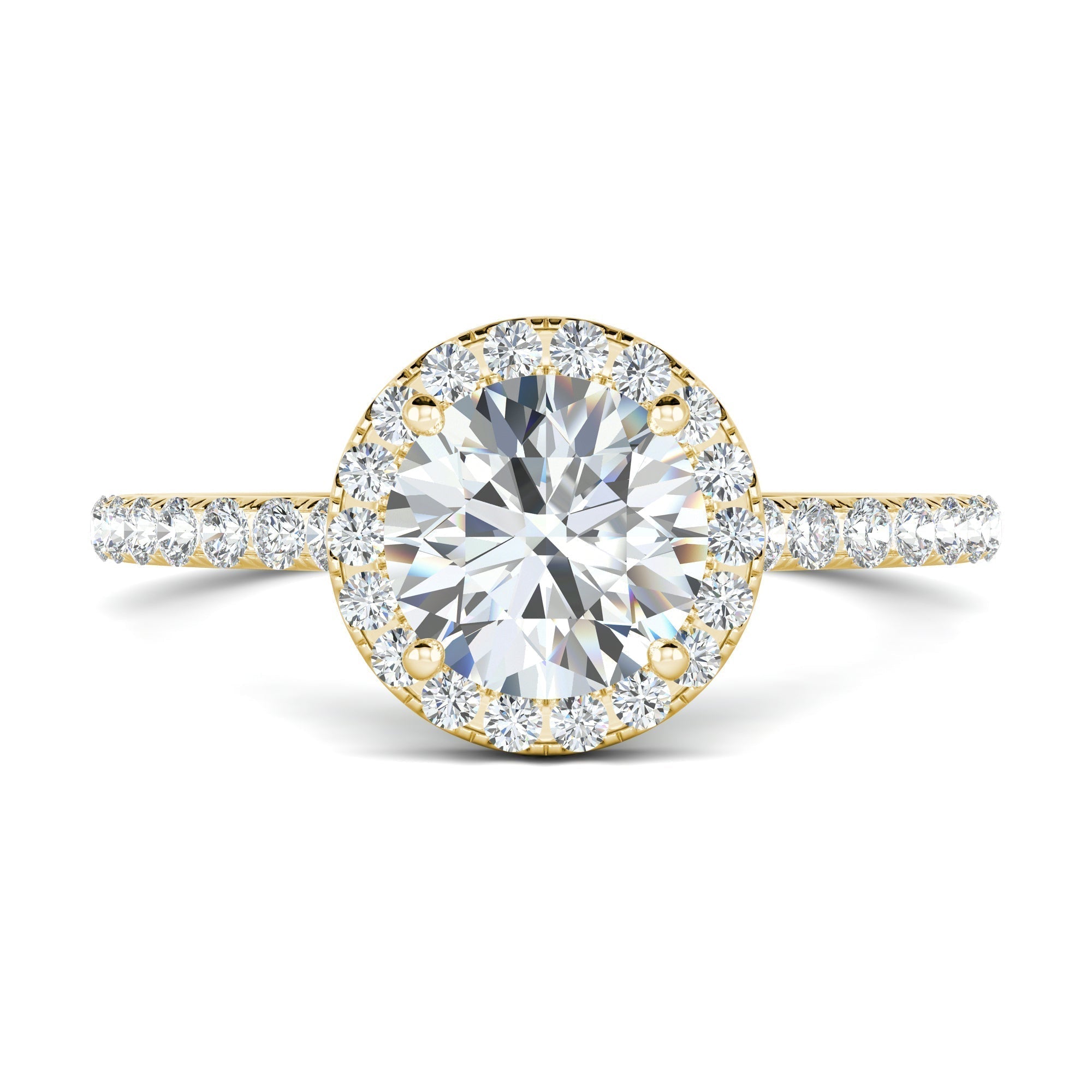 1.0 CT Round Cut Halo Moissanite Engagement Ring - crownmoissanite