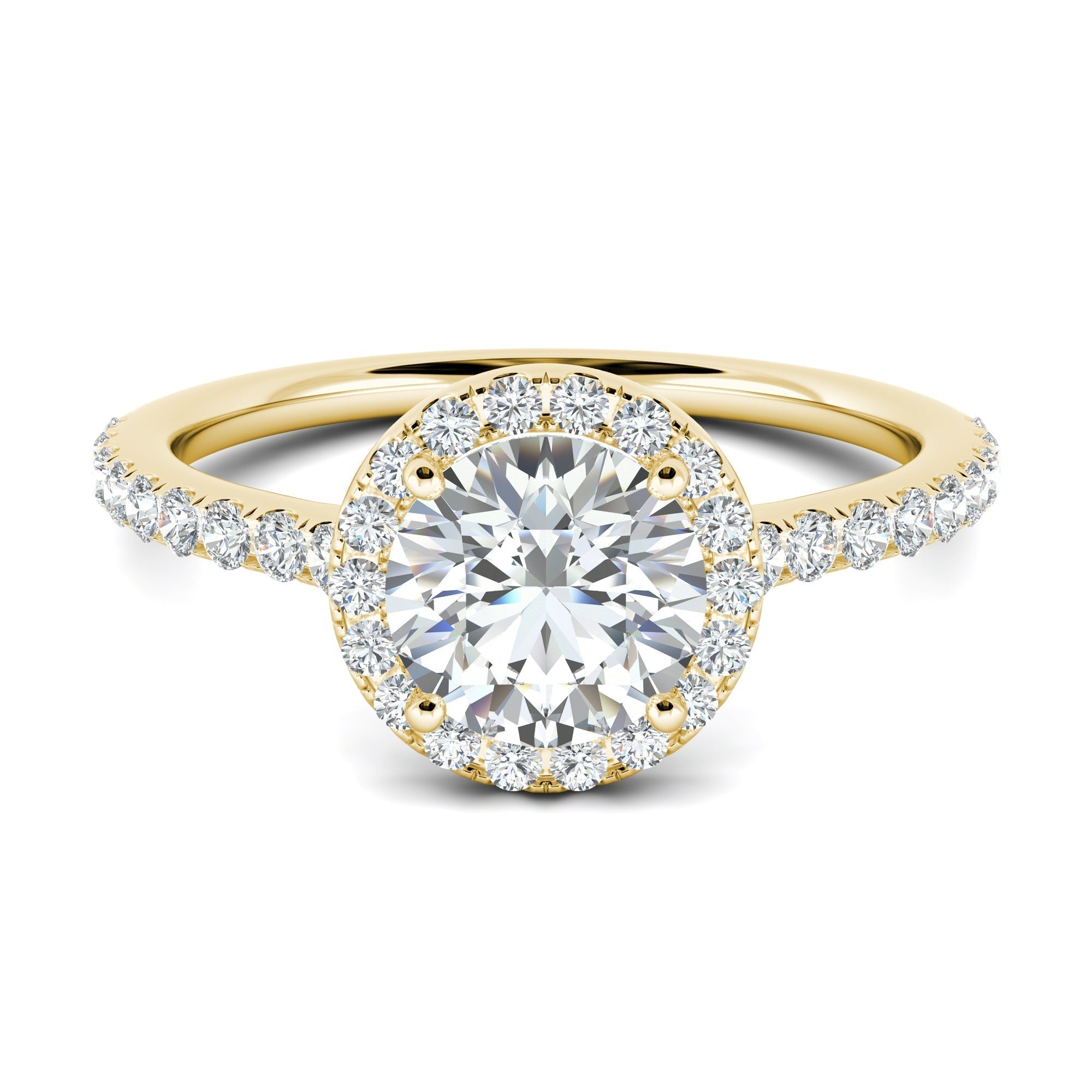 1.0 CT Round Cut Halo Moissanite Engagement Ring - crownmoissanite
